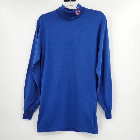 Majestic Vtg Turtleneck Long Sleeve T-shirt Mens Size Medium Blue Chicago Cubs